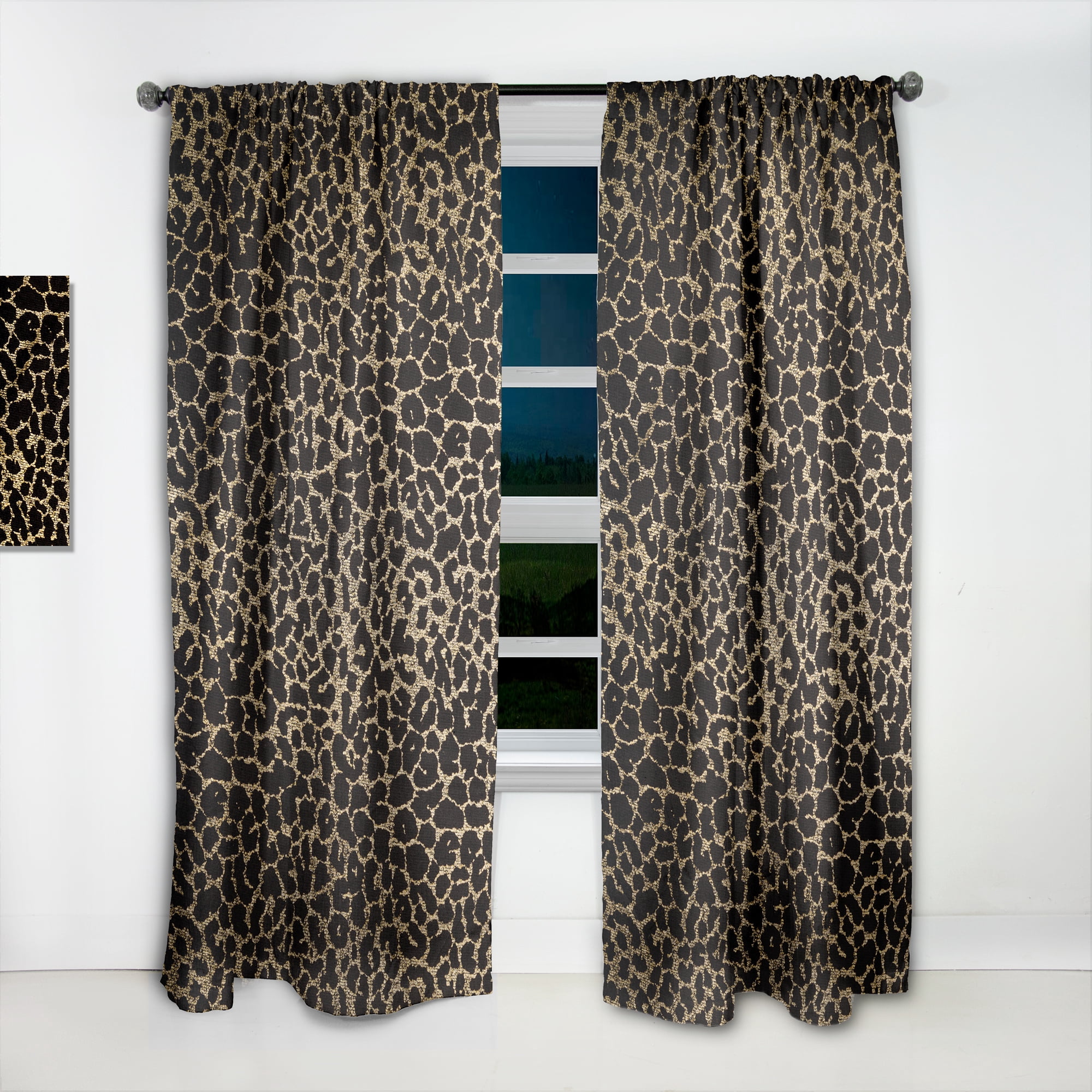 Designart 'Leopard Fur Safari Pattern III' Mid-Century Modern Curtain Panel