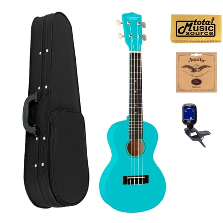 Oscar Schmidt OU1CBL Concert Ukulele, Light Blue, Basswood, Soft Case Bundle