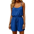 thumbnail image 2 of Women's Casual Sleeveless V-Neck Romper with Drawstring Waist Loose Fit Summer Jumpsuit, 2 of 5