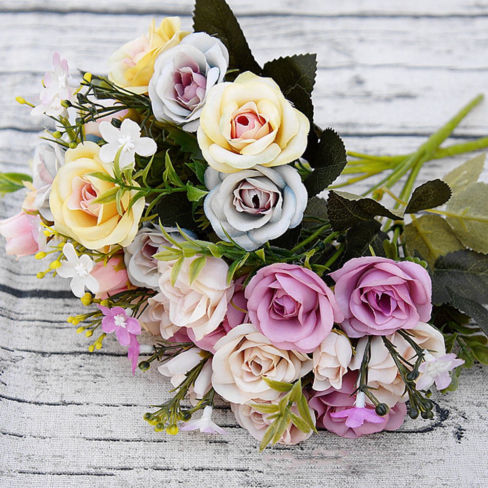 Windfall 15 Stems Silk Roses Long Stem Artificial Faux Flowers for