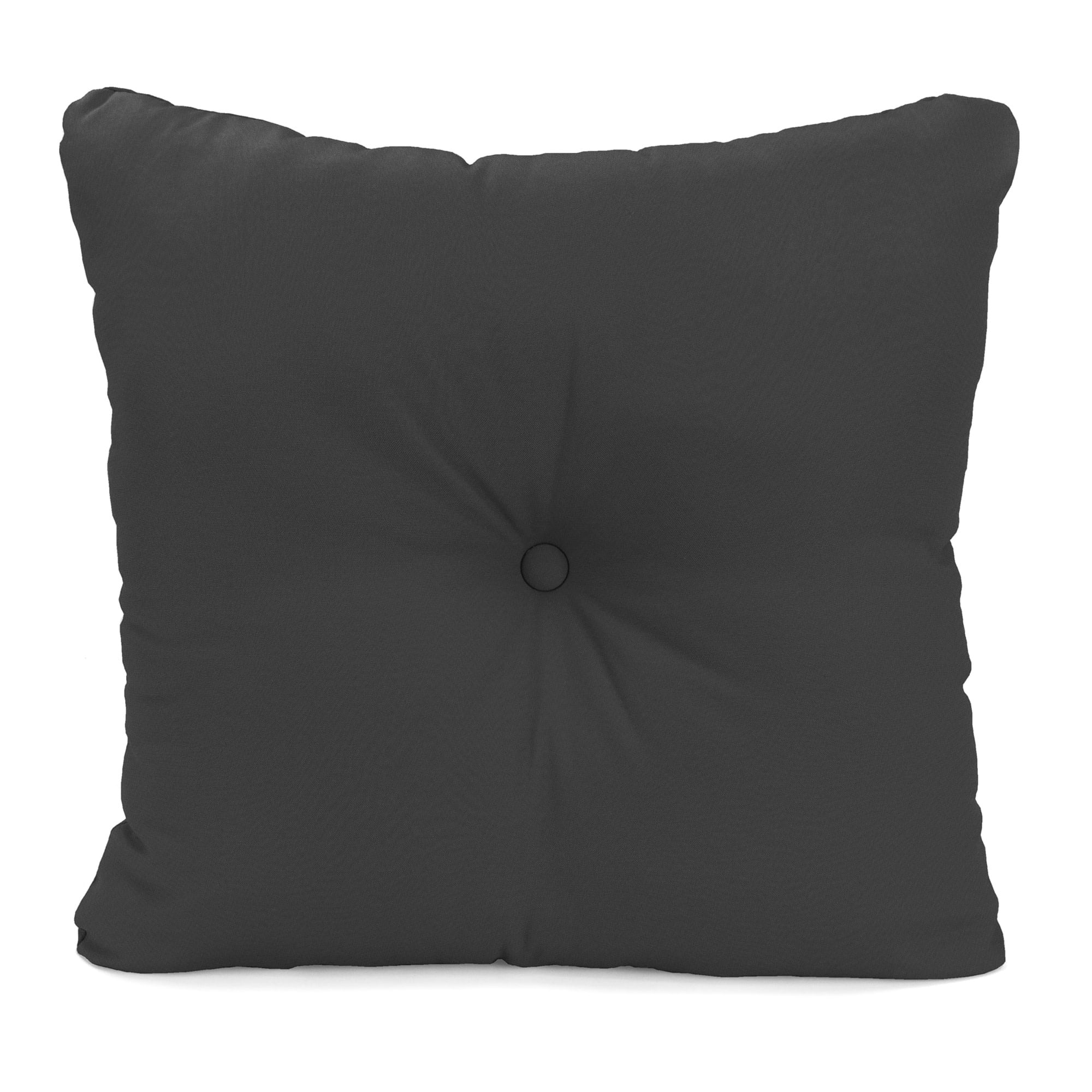 Jordan Manufacturing 23.5" x 24" Canvas Charcoal Solid Square Tufted Outdoor Deep Seat Chair Back Cushion with Fabric Button (2 Pack)