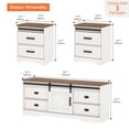 thumbnail image 3 of WAMPAT Farmhouse TV Stand with Charging Station and USB Ports for TVs up to 110" TVs,3 in 1 Wood Entertainment Center with 10 Drawers and Adjustable Shelves for Living Room,Cream White, 3 of 7