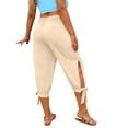 thumbnail image 3 of yillto Womens Capri Pants Elastic Waist Drawstring Shorts Causal Loose Short Pants with Pockets, 3 of 5