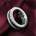 thumbnail image 2 of Sparkle Jewels 14K White Gold Plated Princess Cut Sapphire Three Row Eternity Band Ring, 2 of 3