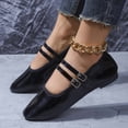 thumbnail image 4 of HomeDM Womens Mary Jane Ballet Flats Ankle Strap Dressy Comfortable Closed Toe Flats Wedding Dress Shoes, Black Size 8.5, 4 of 9