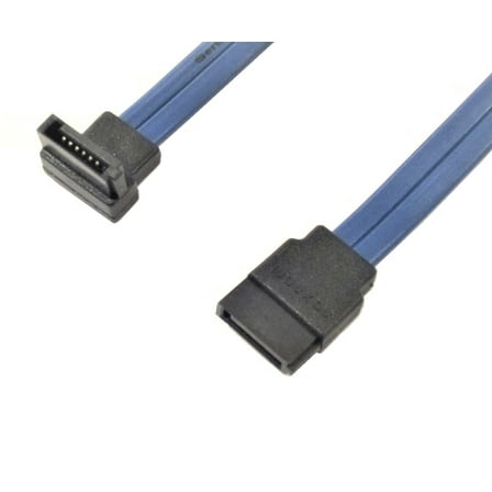 BLUE SATA Internal Cable Straight to 90 degree right angle 20 Inch