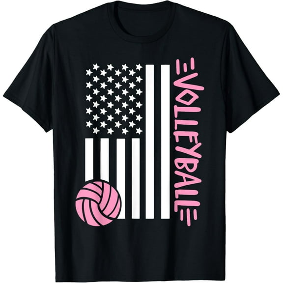 Volleyball US Flag USA T-Shirt men and women can wear, black, white, gifts