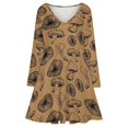 thumbnail image 3 of Black Mushroom Brown Fungus Long Sleeve Dresses For Women Vintage Elegant Party Dress Oversized V-neck Dress S-8XL, 3 of 7
