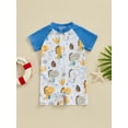 Acuteok Toddler Boys Rash Guard Swimwear Cartoon Marine Organisms Print