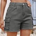 thumbnail image 2 of Zpanxa Womens Shorts Casual Women Fashion Button Zipper Pockect Solid Shorts Pants Gray M, 2 of 4