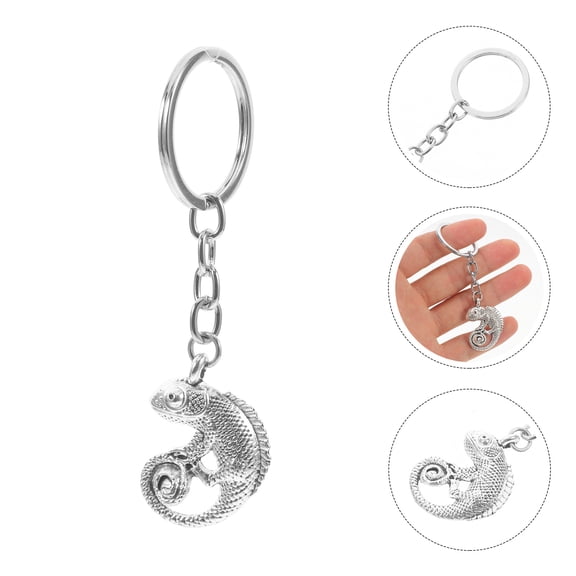 Raindrops Lizard Key Chain Pendant Decorative Zinc Alloy Silver Color for Decoration Use Lightweight Sturdy 3 5 Inch