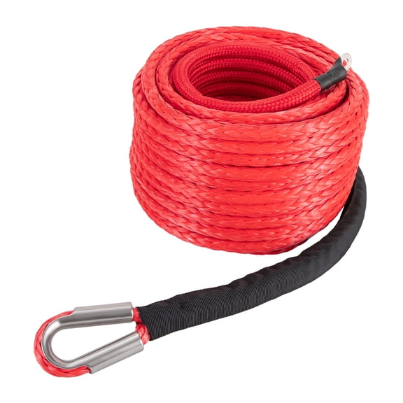 Winch Rope with Stainless Steel Hook, 12-Strand Polyethylene, 31500 lbs Breaking Force, UV and Corrosion Resistant for ATV/UTV, Easy to Install