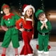 thumbnail image 1 of Conjunto de pantalones navideños verdes para niñas, 3 piezas, sombrero, camiseta y pantalones, disfraz de elfo, fiesta familiar de Año Nuevo, juego de rol, actuación, 1 of 5
