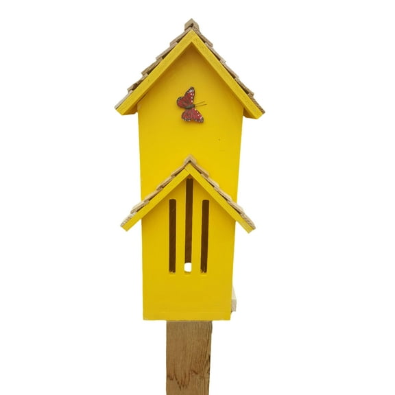 Butterfly House Large (Yellow), 23", Bird Houses by Mark, Made in USA
