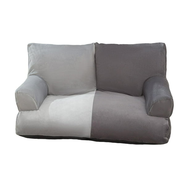 Sofá para perros, sofá para gatos con respaldo alto, nido antideslizante, suave y estable, protección para muebles gris oscuro gris claro