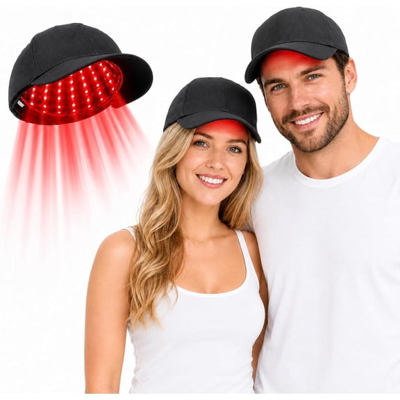 Red Light Therapy Cap, Hands-Free Hair Growth Light Cap for Scalp Care, Rechargeable Cordless LED Light Therapy Hat for Men and Women (Black)