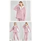 thumbnail image 4 of Puntoco Conjuntos de pijama cómodos para mujer, conjunto de pijama informal de color liso con solapa para el hogar, 4 of 4