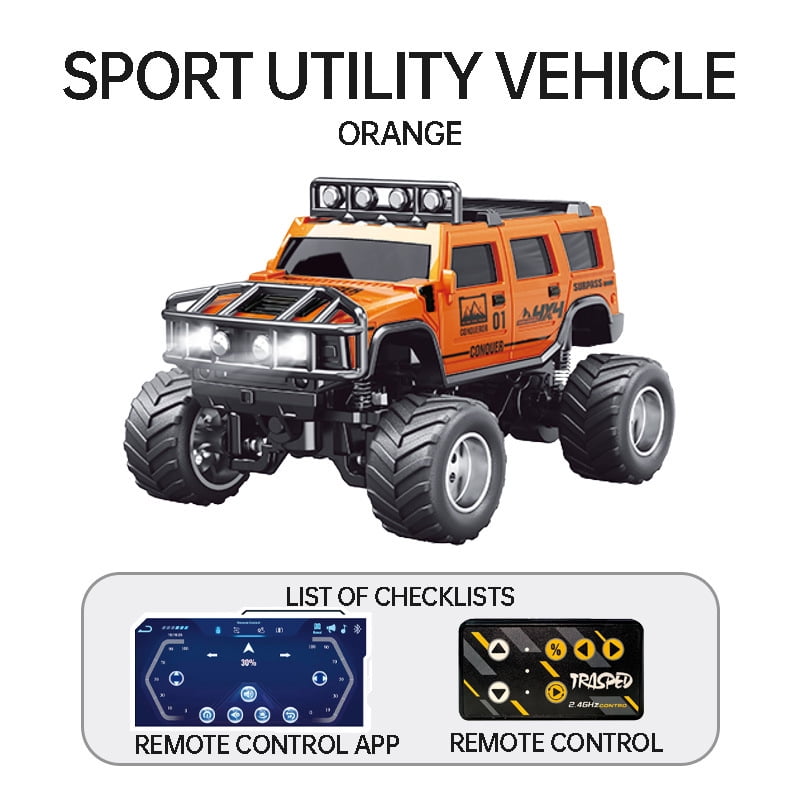 Bigfoot Monster Truck Off-Road Remote Control Car with Adjustable Speed, Lights, Shock Absorption, and Mobile Phone Control