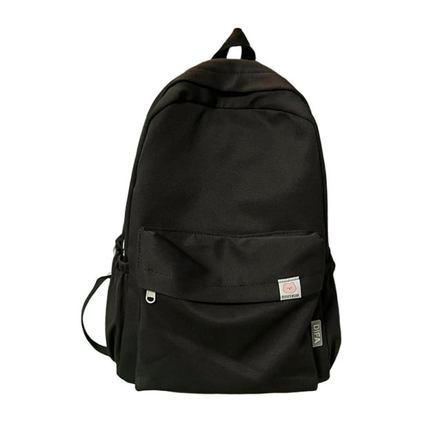 Mochila simple Yuyangstore de color sólido estética linda para gimnasio Damas Mujeres Hombres Negro
