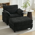 thumbnail image 3 of WUTUTUEE 57.5" Oversized Chaise Lounge with Ottoman, Chenille Upholstered Comfy Sleeper Chair for Living Room, Bedroom & Office, Black, 3 of 11
