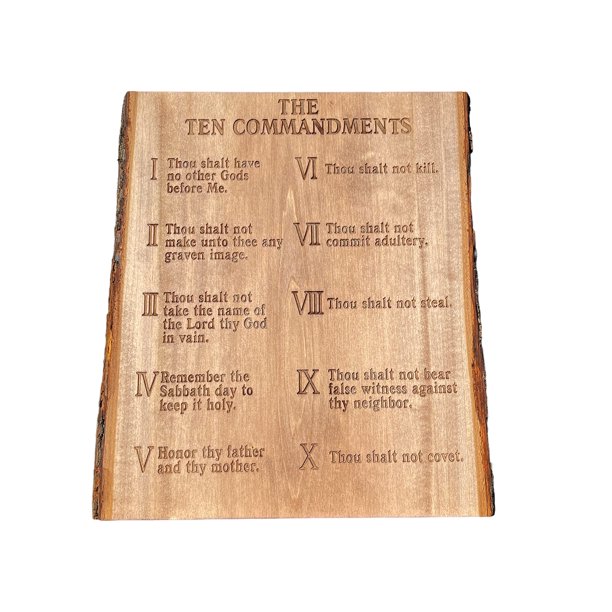 Urbalabs The Ten Commandment Tablets Laser Engraved Wall Plaques 16 Inch Pine Rustic Wood Ten