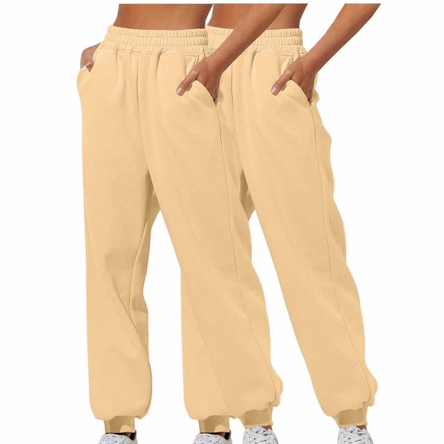 Cameland 2 Pcs Pantalons de Jogging Athlétiques Taille Haute pour Femmes avec Poches