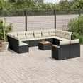 thumbnail image 1 of vidaXL 13 Piece Garden Sofa Set with Cushions Black Poly Rattan, 1 of 5