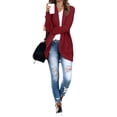 thumbnail image 4 of Women'S Long Sleeve Open Front Cardigan Chunky Knit Draped Sweaters Outwear Wine Red XL, 4 of 9