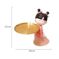 thumbnail image 4 of Bonita figura de niña china con bandeja de resina para decorar encimeras. Rosado, 4 of 4