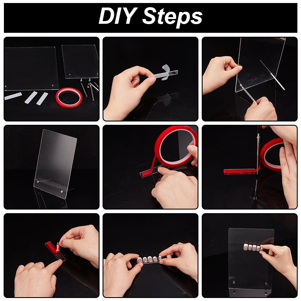 1 Bag 2 Set 2 Style Transparent Acrylic Wearing Armor Display Board with Acrylic Double Sided Adhesive Tape Nail Art Sticker Mixed Color 14.7~22x7.6x21~26cm 1 Set/style