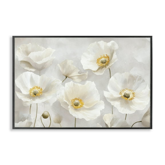 Stupell Industries Elegant White Floral Black Framed Giclee Art design by Petal Prints Design, 12 x 18