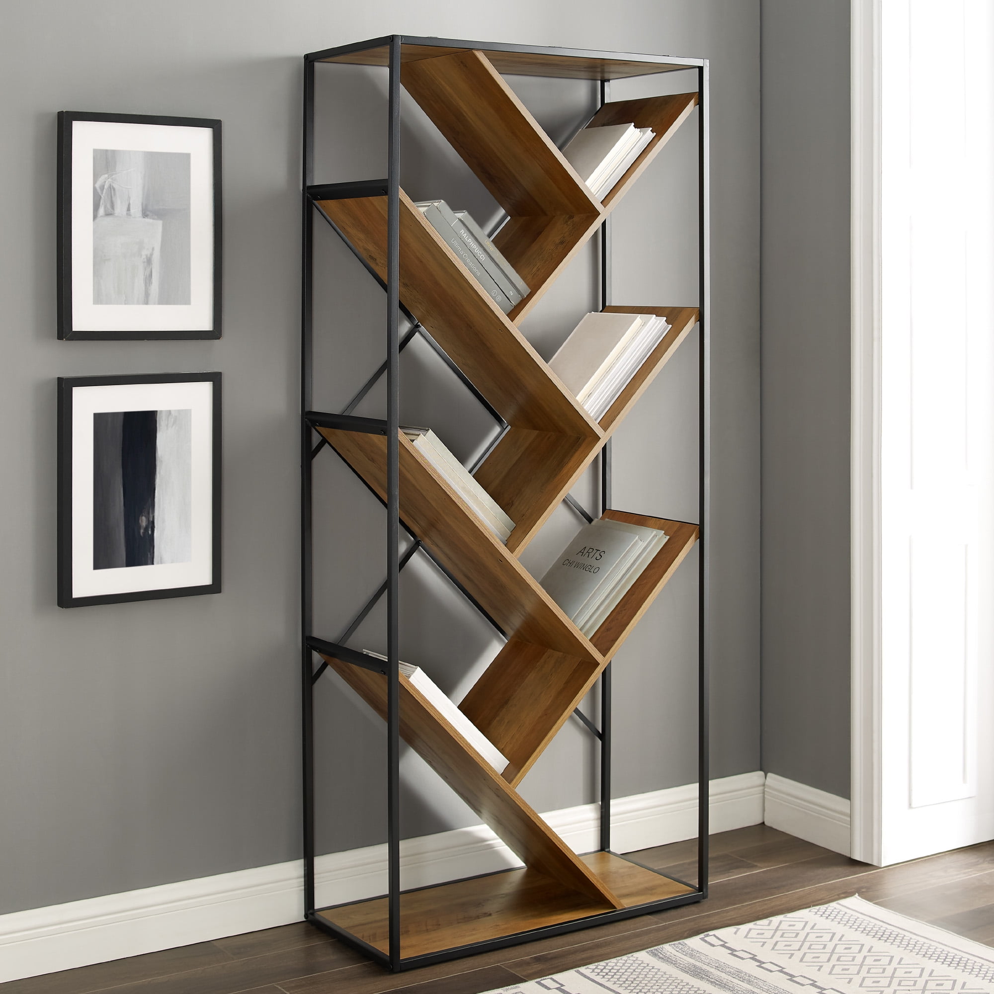 angled bookcase
