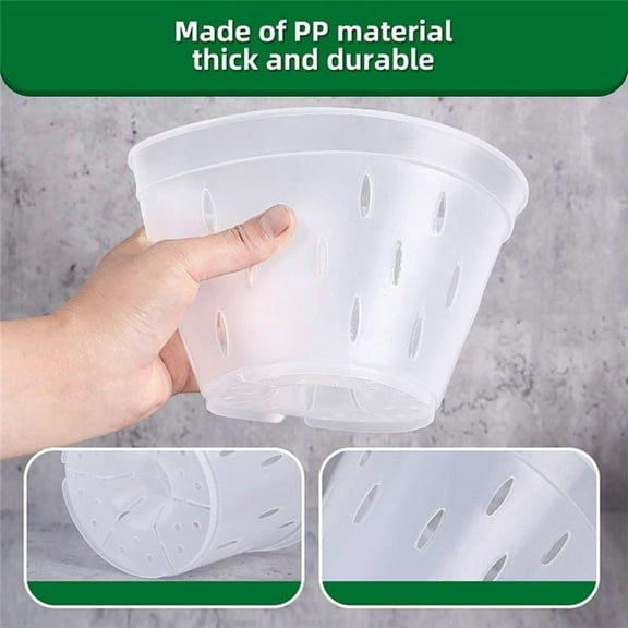 Rollbacks & More Orchid Pots- 7 Inch- 5 Pots and Saucers, with Holes Clear Plastic for Repotting
