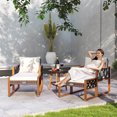 thumbnail image 2 of Costway 5 PCS PE Rattan Outdoor Conversation Set with Acacia Wood Table Chairs with Ottomans, 2 of 9