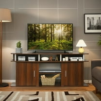 YYAo TV Stand, Television Console Table,Entertainment Center,63 Inch TV Entertainment Console Center with 2 Cabinets-Walnut