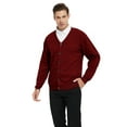thumbnail image 4 of Toptie Men's Sweater Cardigan Long Sleeve Sweater Open Front Cardigan Sweater Casual Fit V-Neck Cotton-Red-S, 4 of 10