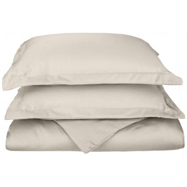 Housse de Couette en Satin de 600 Fils Pleine/queen-Ivory