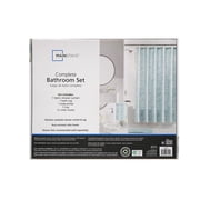 Mainstays 16-Piece Blue Floral Shower Curtain Bathroom Set with Rug, 12 Hooks, Soap Dispenser and Tray