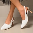 thumbnail image 2 of Dakaela Women's Kittens Heels Pointed Closed Toe Slingback Dress Pumps Shoes Comfortable Ankle Strap Wedding Casual Heeled Sandals 2.95 Inch White 9.5, 2 of 5