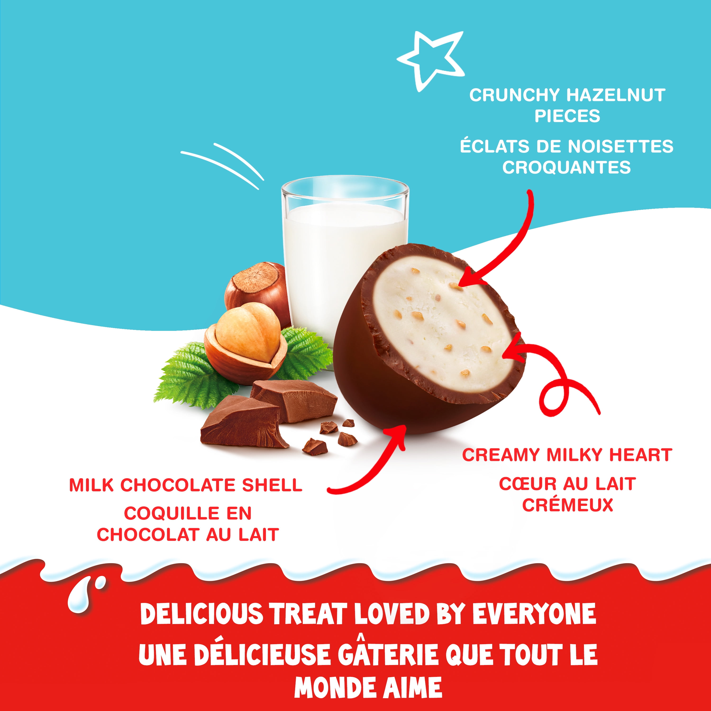 Kinder Schokobons, Fine Milk Chocolate Pieces with a Milky and Hazelnut Filling, Easter Treats for Kids