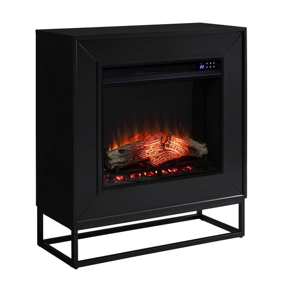 Bowery Hill Contemporary Metal Electric Fireplace in Black Finish