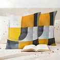 thumbnail image 3 of Yellow Grey Geometric Outdoor Waterproof Pillow Covers, Contemporary Abstract Oil Painted Decorative Square Throw Pillowcase Sofa Cushion Sham for Patio/Couch/Chair, 20"x20" 2 Pack, 3 of 8