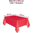 thumbnail image 2 of 54" x 72" Rectangle Disposable Plastic Table Covers Wipe Clean Party Table Cloth Covers (Red), 2 of 7