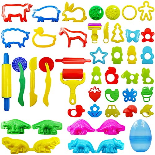 Ensemble d'Outils pour Pâte à Modeler pour Enfants, Divers Moules en Plastique en Forme d'Animaux, Rouleaux à Pâte, pour la Coupe Créative de la Pâte, 44 Pcs
