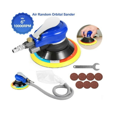 6Inches Air Random Orbital Palm Sander Auto Body Orbit DA Sanding with 7 Disc Sandpaper