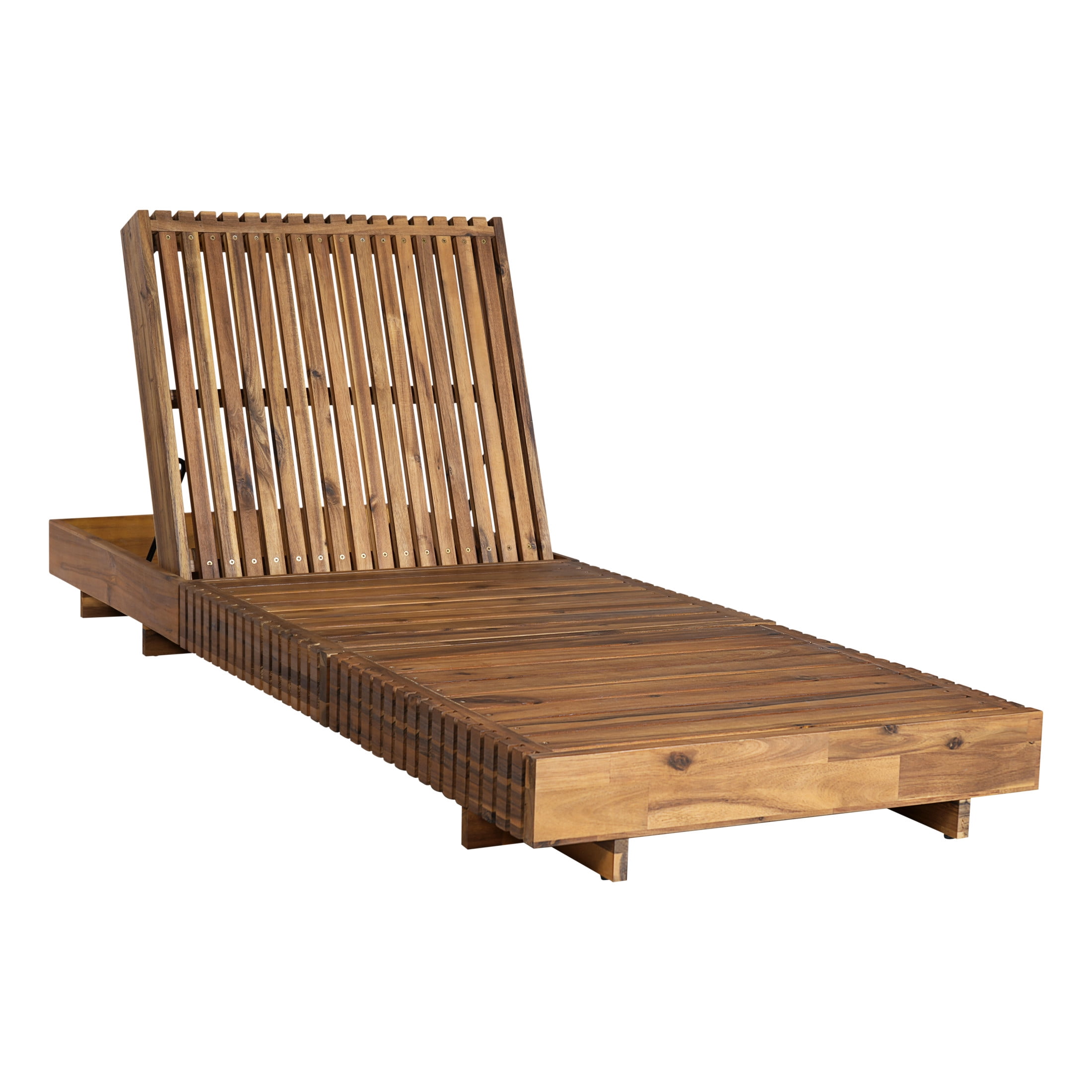 Christopher Knight Home Wood Outdoor Chaise Lounge Chair with Adjustable Backrest and Foldable Cushion, Dark Gray