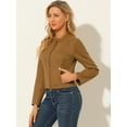 thumbnail image 4 of Chaqueta de Gamuza Sintética Allegra K Cuello Alto Marrón L, 4 of 6