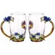 thumbnail image 1 of Juego de tazas de vidrio Goodking [paquete de 2], taza de café esmaltada de 12 oz con asa, tazas de té de mariposa y rosa para mujer, mamá, abuela, amiga, esposa, Navidad WD.WDQZL Hogar, 1 of 6