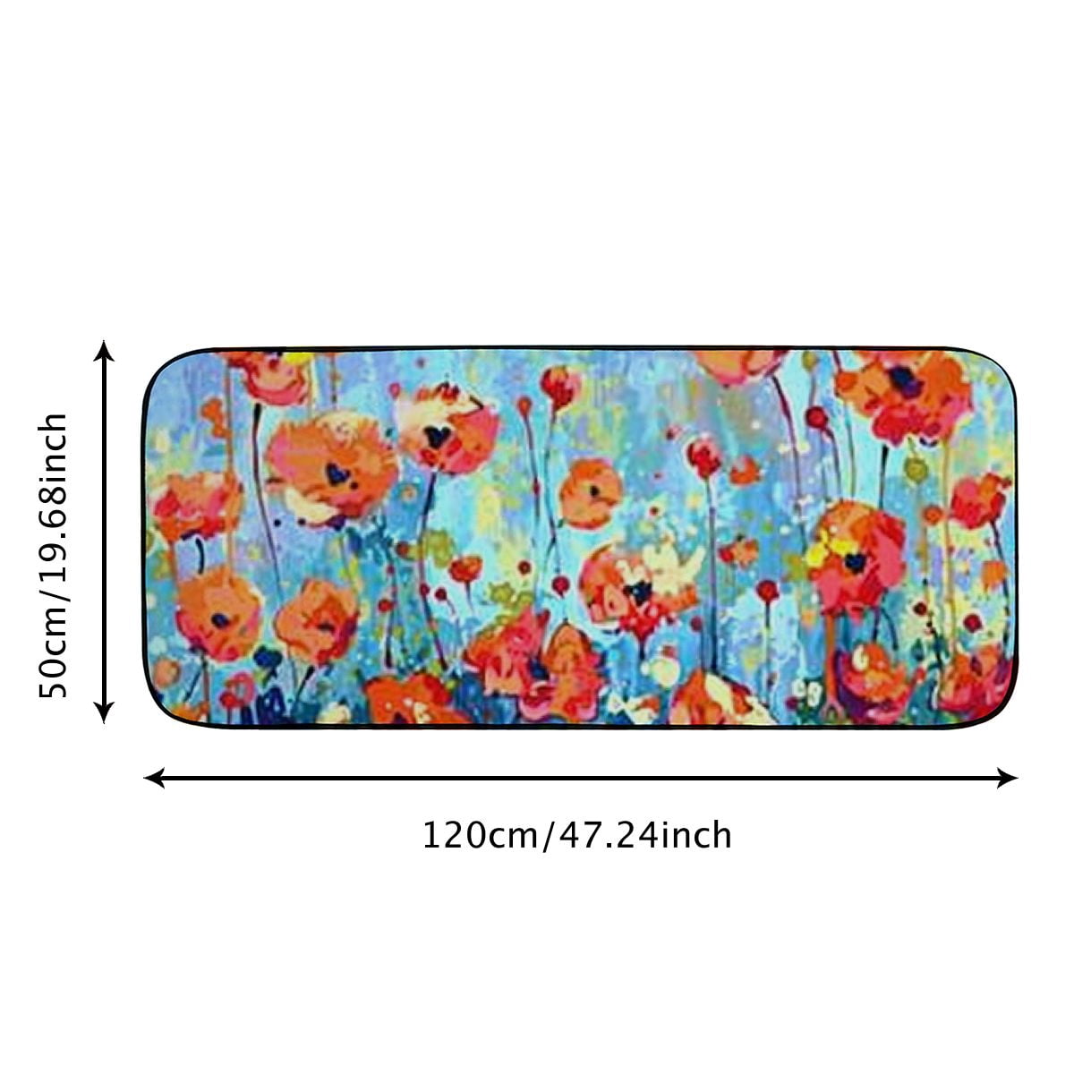 Qinduosi Doormat Abstract Poppy Floral Non-Slip Indoor Entryway Door Mat (Rubber Backing) 19.68*47.24 in
