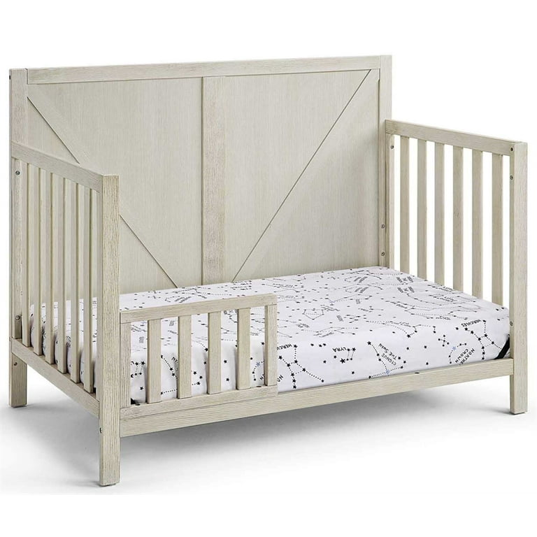 Suite Bebe Barnside Farmhouse Wood Toddler Guard Rail in Washed Gray
